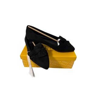 Musshoe Womens Black Faux Suede Pointed Toe Knotted Bow Ballet Flats Size 8 NEW